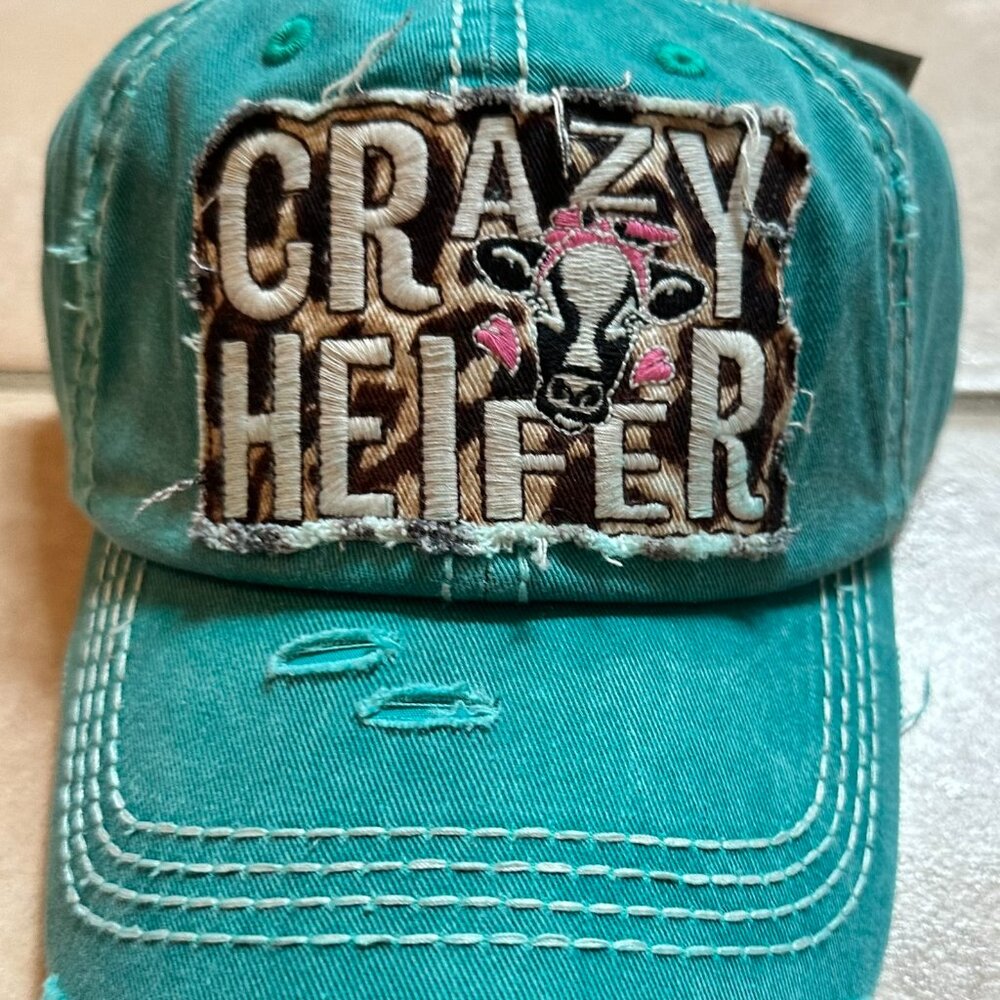 NWT KBETHOS Turquoise Crazy Heifer Womens Adjustable Baseball Cap